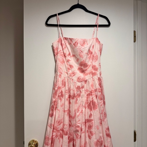 Abercrombie & Fitch Dipped-Waist Bubble Hem Midi Dress pink floral - Picture 4 of 6